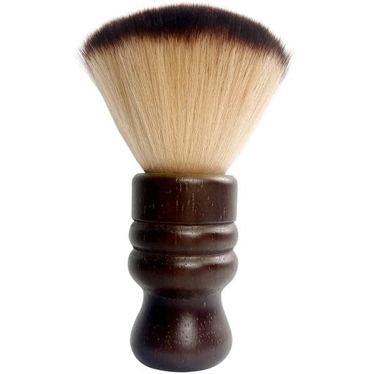 Jaasuee Large Neck Duster Soft Nylon Hair Barber Brush with Wooden Handle Face Cleaning Hairbrush for Haircuts and Styling Kits Brown