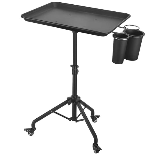 Salon Tray Cart Metal Tattoo Tray with Tool Holder Service Rolling Tray Adjustable Height Storage Tray Trolley for Salon Spa Dental Use Rolling Tray Cart