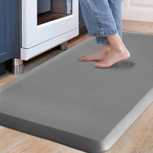 Carvapet Anti-Fatigue Floor Mat Cushioned Comfort Mat Waterproof Non-Slip Standing Desk Mats and Rugs Heavy Duty PVC Ergonomic Foam Mat for Home Kitchen Office LaundryGray17.3"x39"