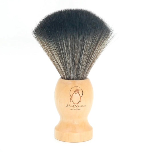 Menesia Small Barber Neck Duster Tool - Wooden Handle Hair Cutting Brush & Duster for Barbers (Penguin)