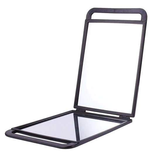 mpowtech Large Hand Held Mirror with Handle(14.17x 9.45) Double Side Folding Double Handle MirrorHairstylist Barber Mirror HandheldHaircut Salon Hand Mirror Barber Accessories for Babershop