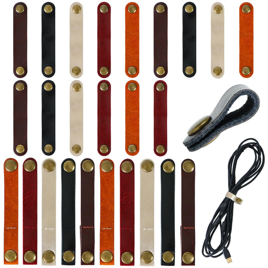 Atvkov 25Pcs Cord Organizer Cable Straps Cord holder Cable Organizers Cord Management for Organizing Portable Cable Headphone Wires Stocking Stuffers for Men(2 Sizes 5 Colors)